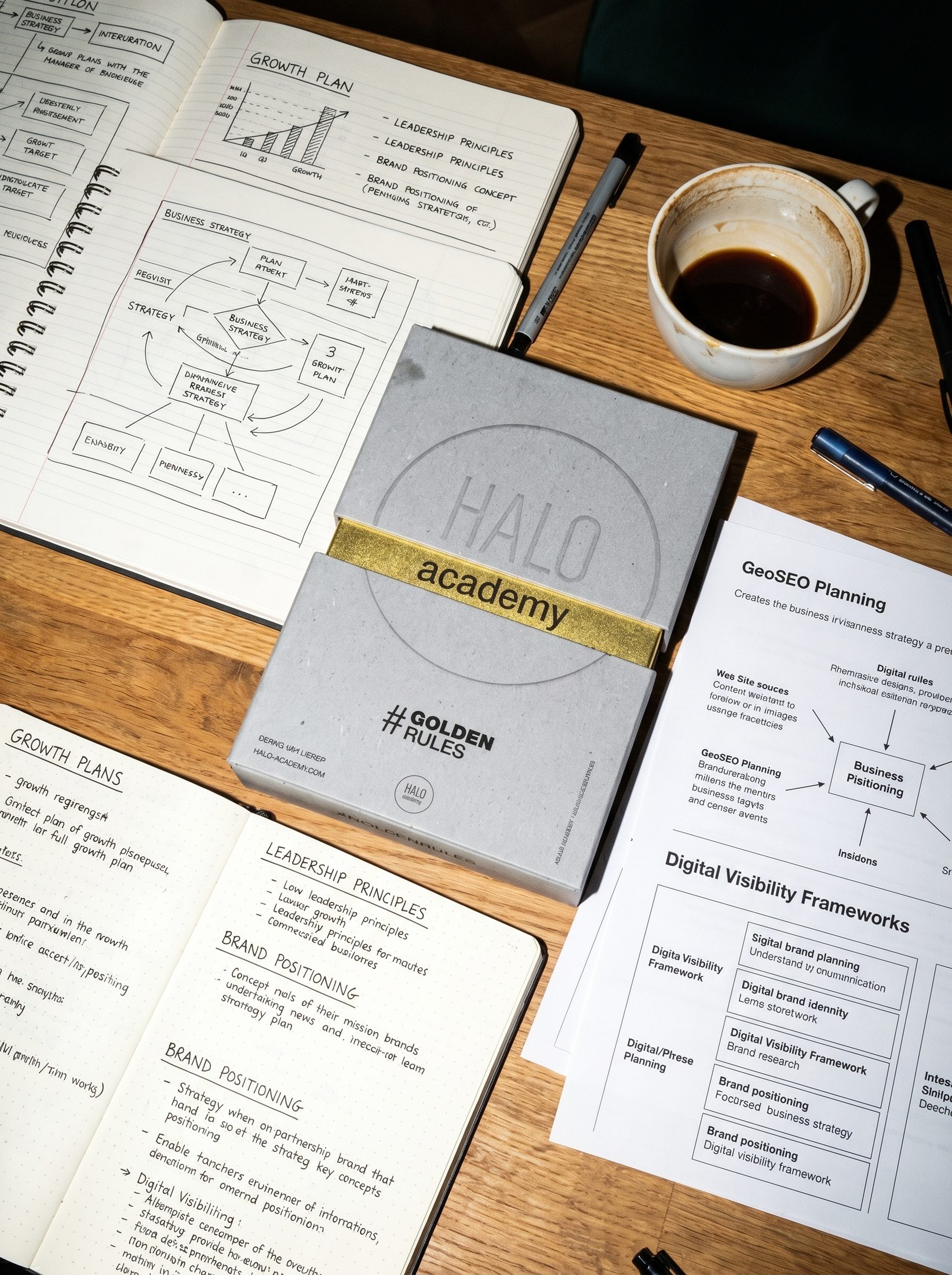 HALO Strategie-Material auf dem Tisch